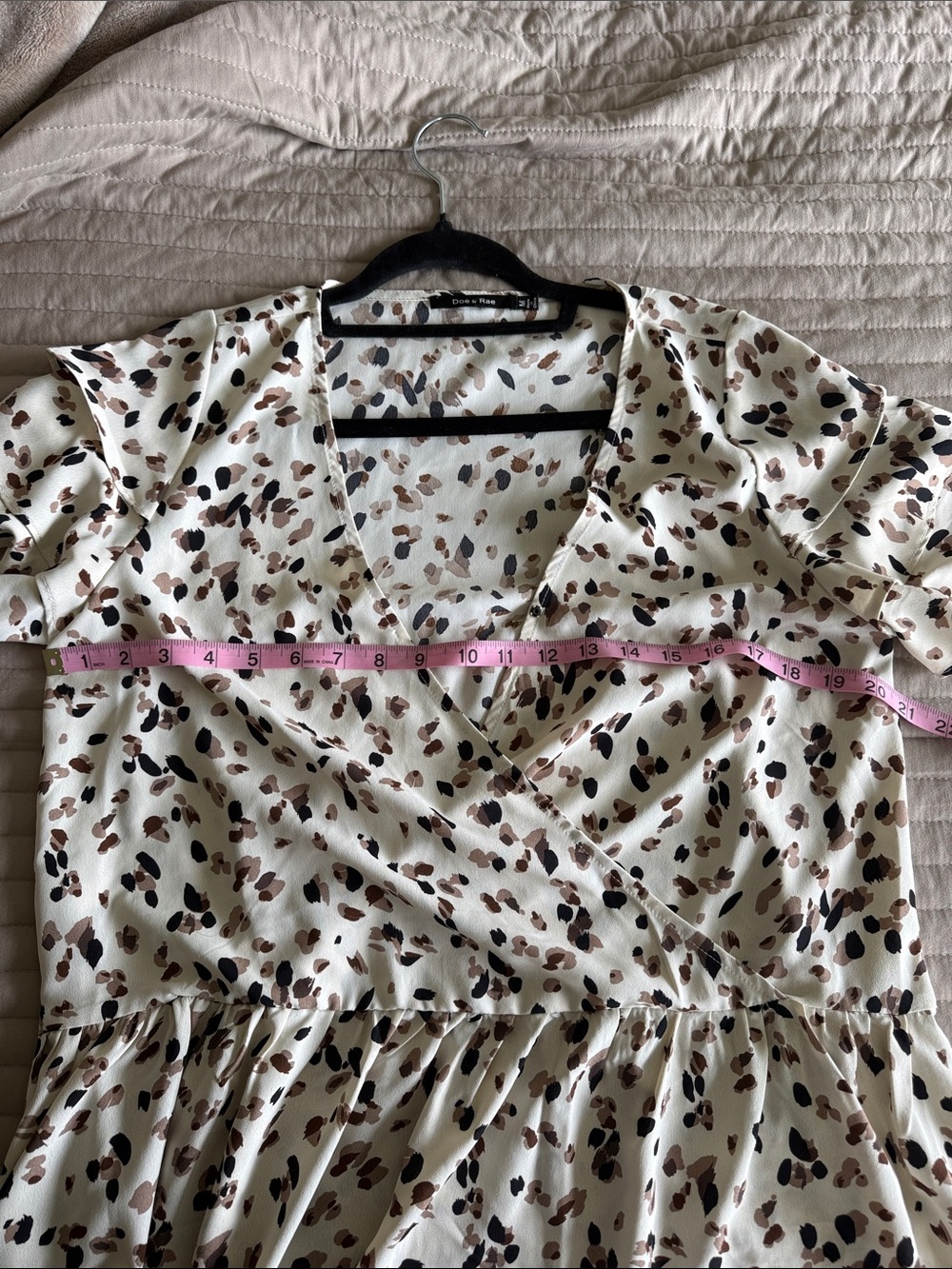 Doe & Rae Cream Leopard-Spot Ruffle Wrap Blouse - Picture 7 of 8